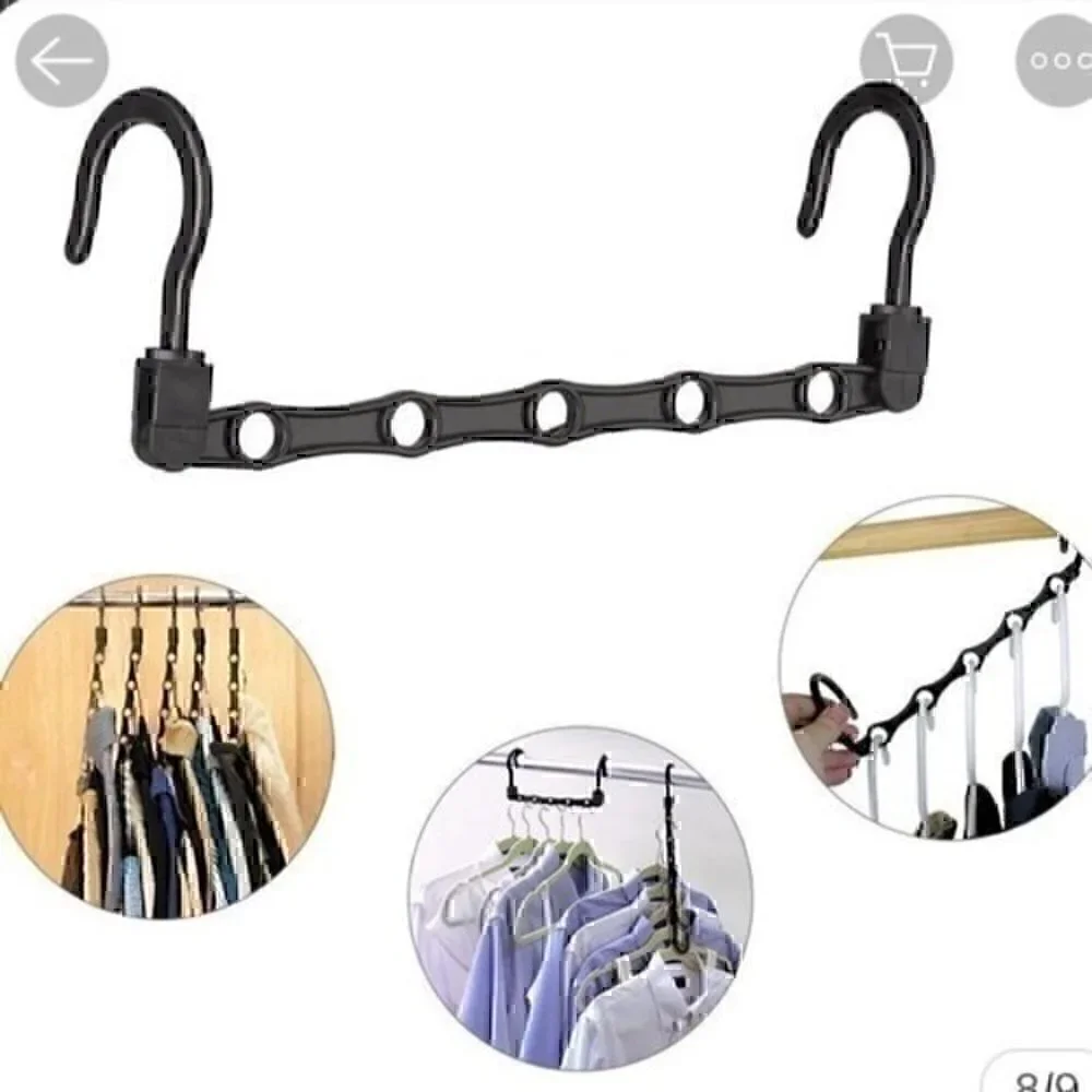 5 Black Wonder Hanger Max. Closet space saver organizer